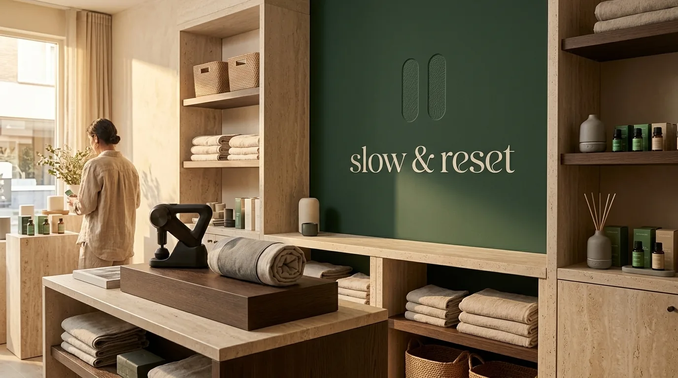 Espacio de slow & reset con productos de bienestar corporal